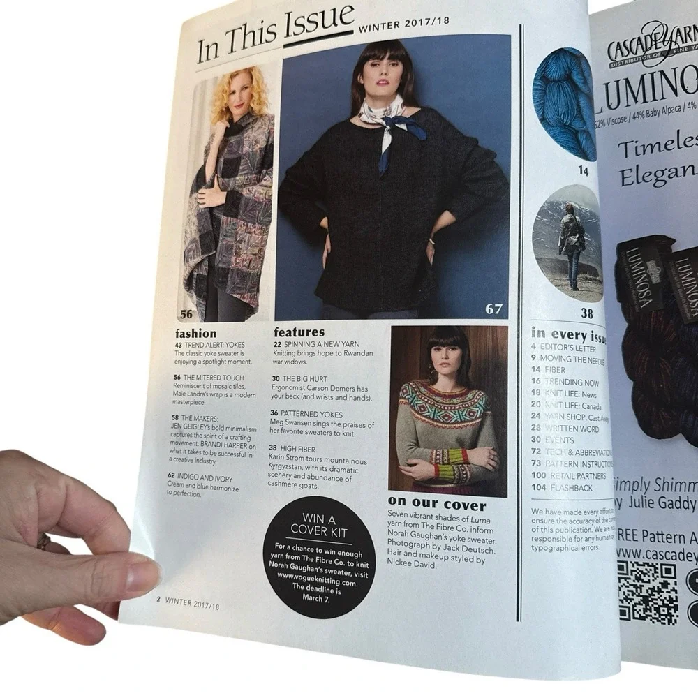 Vogue Knitting Magazine Winter 2017/ 2018 Yokes Sweater Season Knitting Patterns
